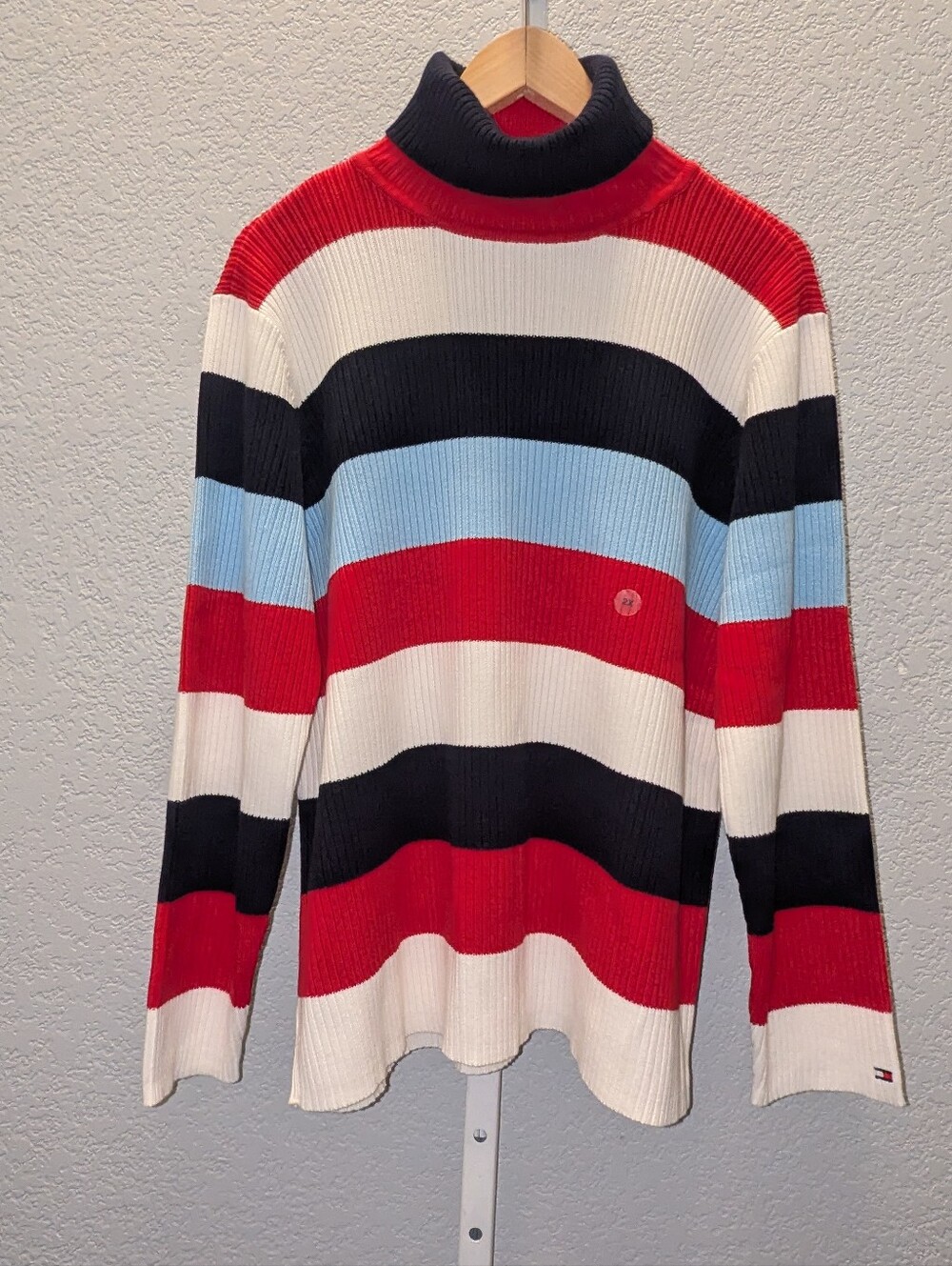 NWT Vintage Tommy Hilfiger Striped Ribbed Knit Turtleneck Sweater Plus Size 2X